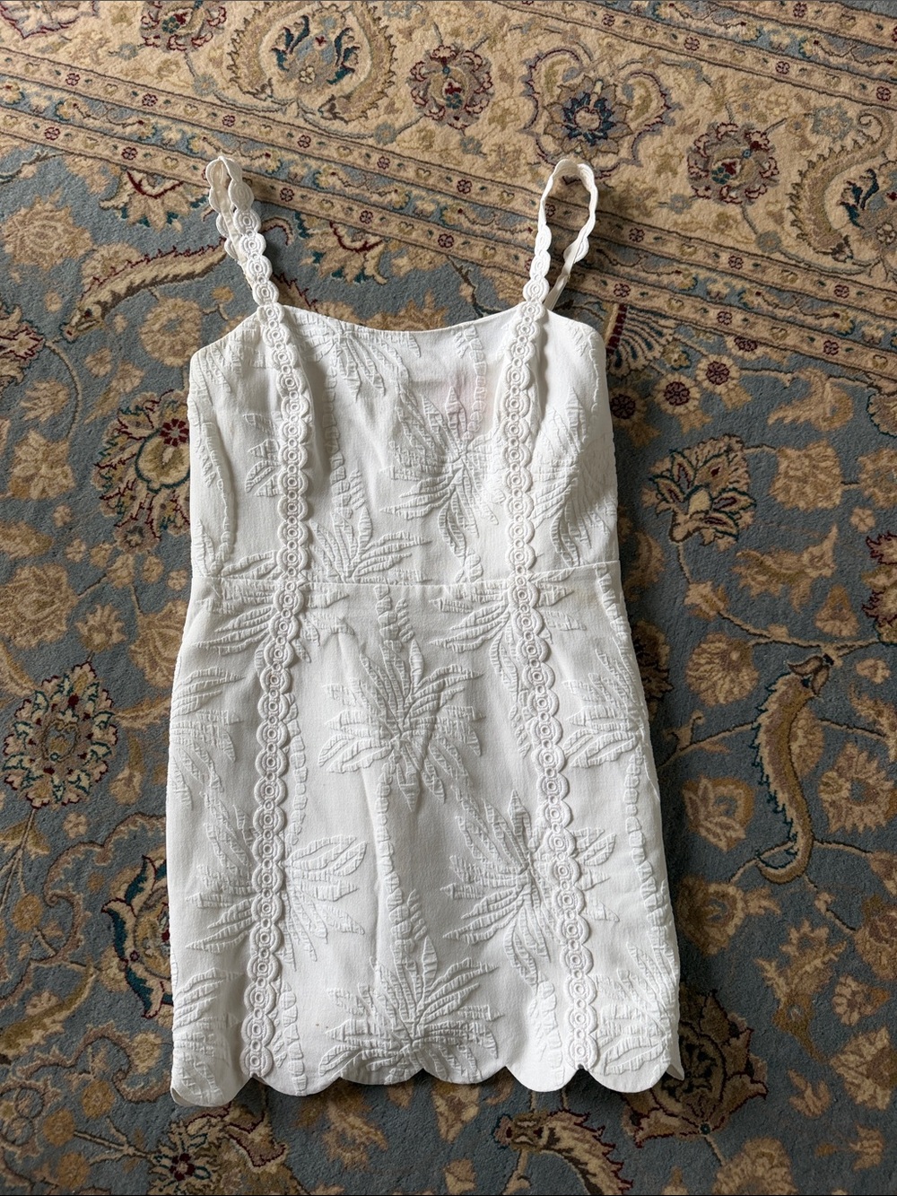 Lilly Pulitzer White Embroidered Lace-Trim Mini Dress